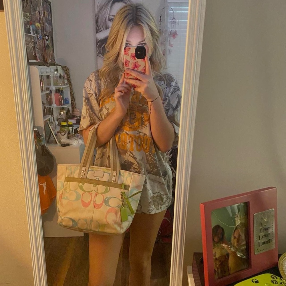 Vintage Coach Hampton Watercolor Scribble Bag - Picture 4 of 8